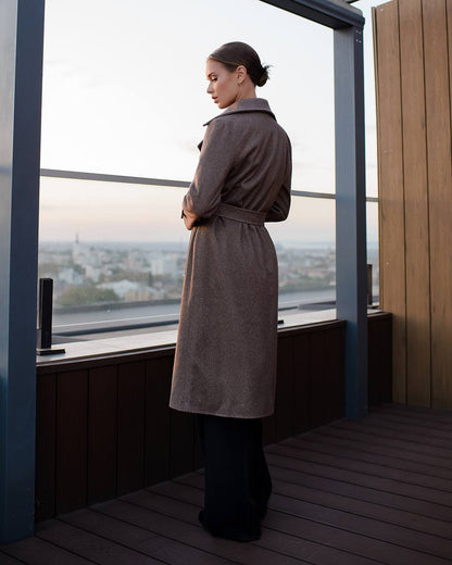Elegant Wool Coat with Long Length and Belted Waist for Stylish Fall Wardrobe
