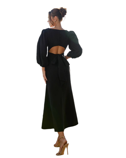 Elegant Women's Midi Dress in Premium Suiting Crepe-Diagonal