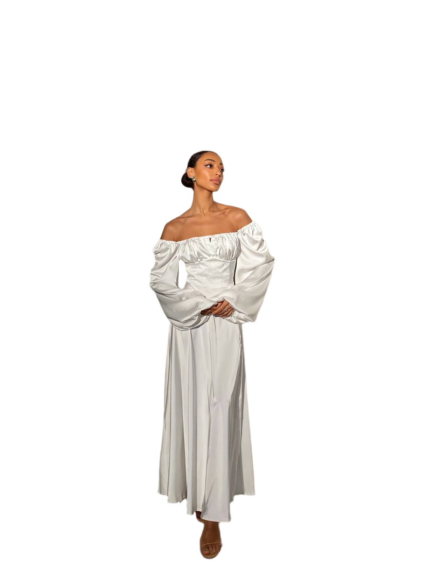 Elegant Satin Off Shoulder Long Dress for Women