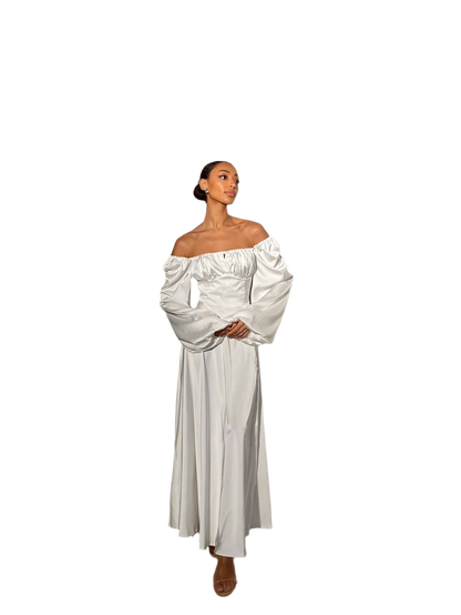 Elegant Satin Off Shoulder Long Dress for Women