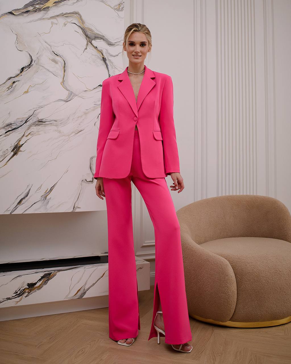 Premium Women's Diagonal Suit Crepe in Raspberry Color
