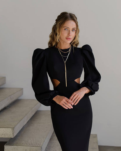 Elegant Women's Midi Dress Premium Suit Diagonal Fabric