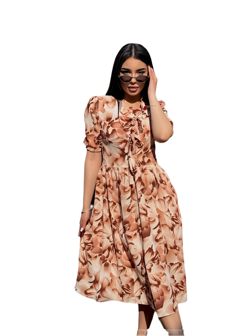 Lightweight Summer Dress with Floral Print in Bright Colors