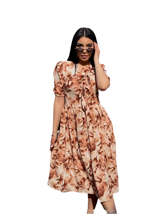 Lightweight Summer Dress with Floral Print in Bright Colors