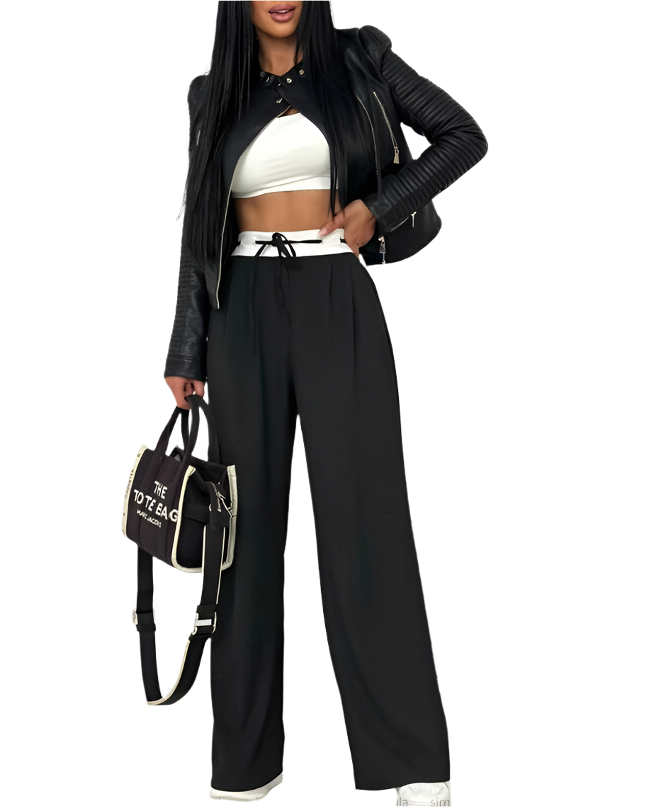 Black Loose Fit Summer Trousers for Women