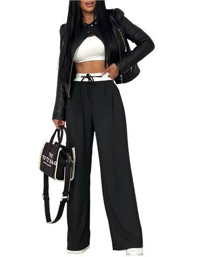 Black Loose Fit Summer Trousers for Women
