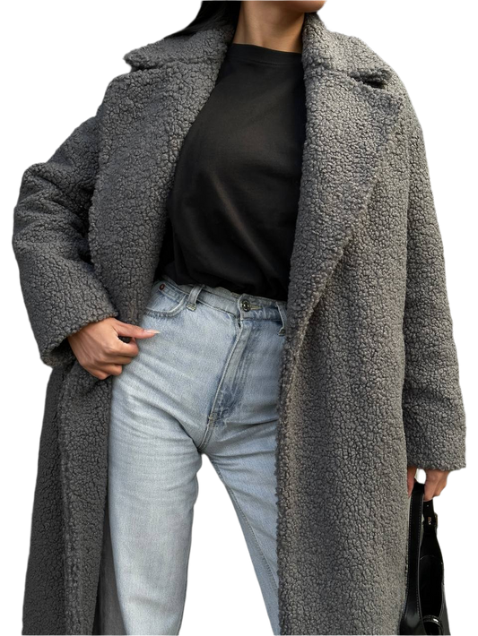 Winter Faux Fur Coat Stefa Women Comfortable Warm Outerwear with Belt