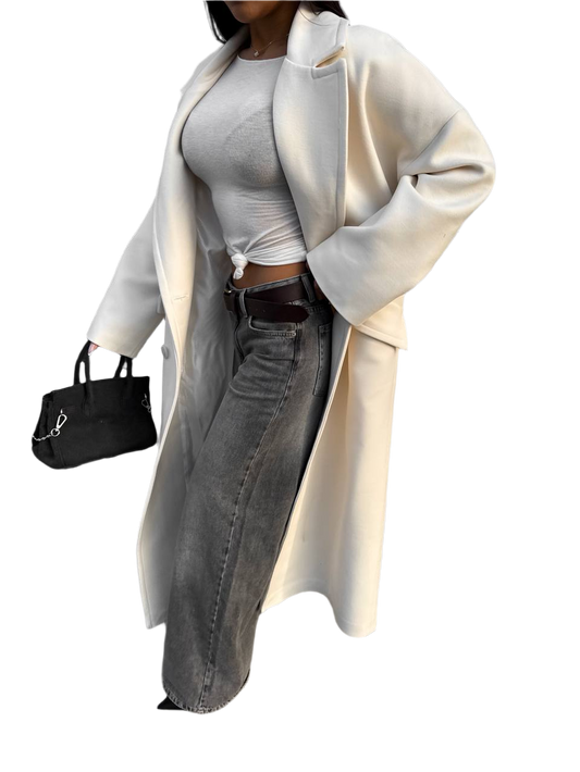 YULIANA 02 Women's White Long Coat Lightweight Lined Winter Outerwear