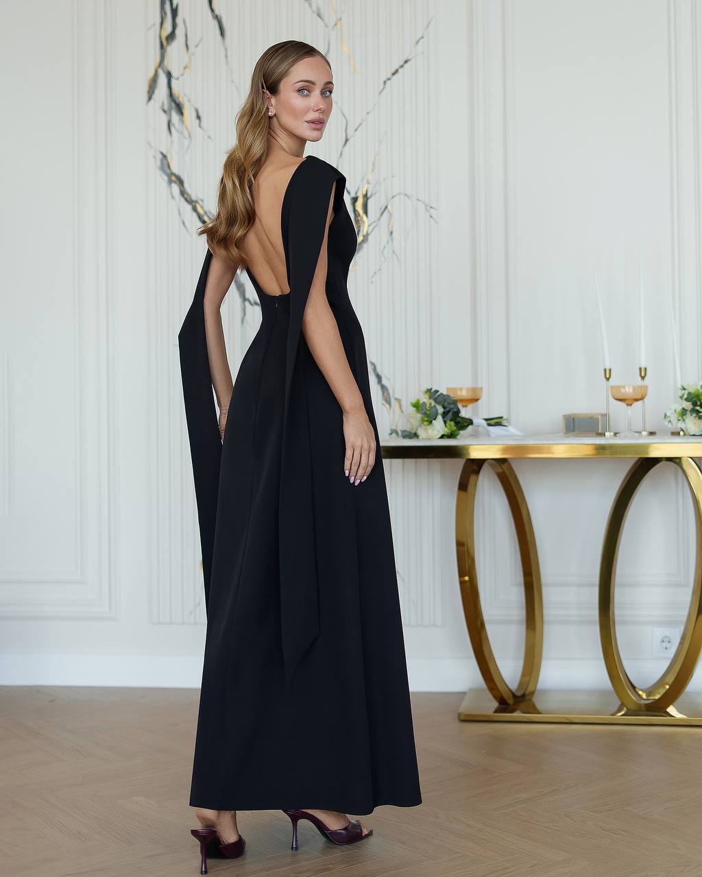 Elegant Premium Diagonal Crepe Long Dress for Women