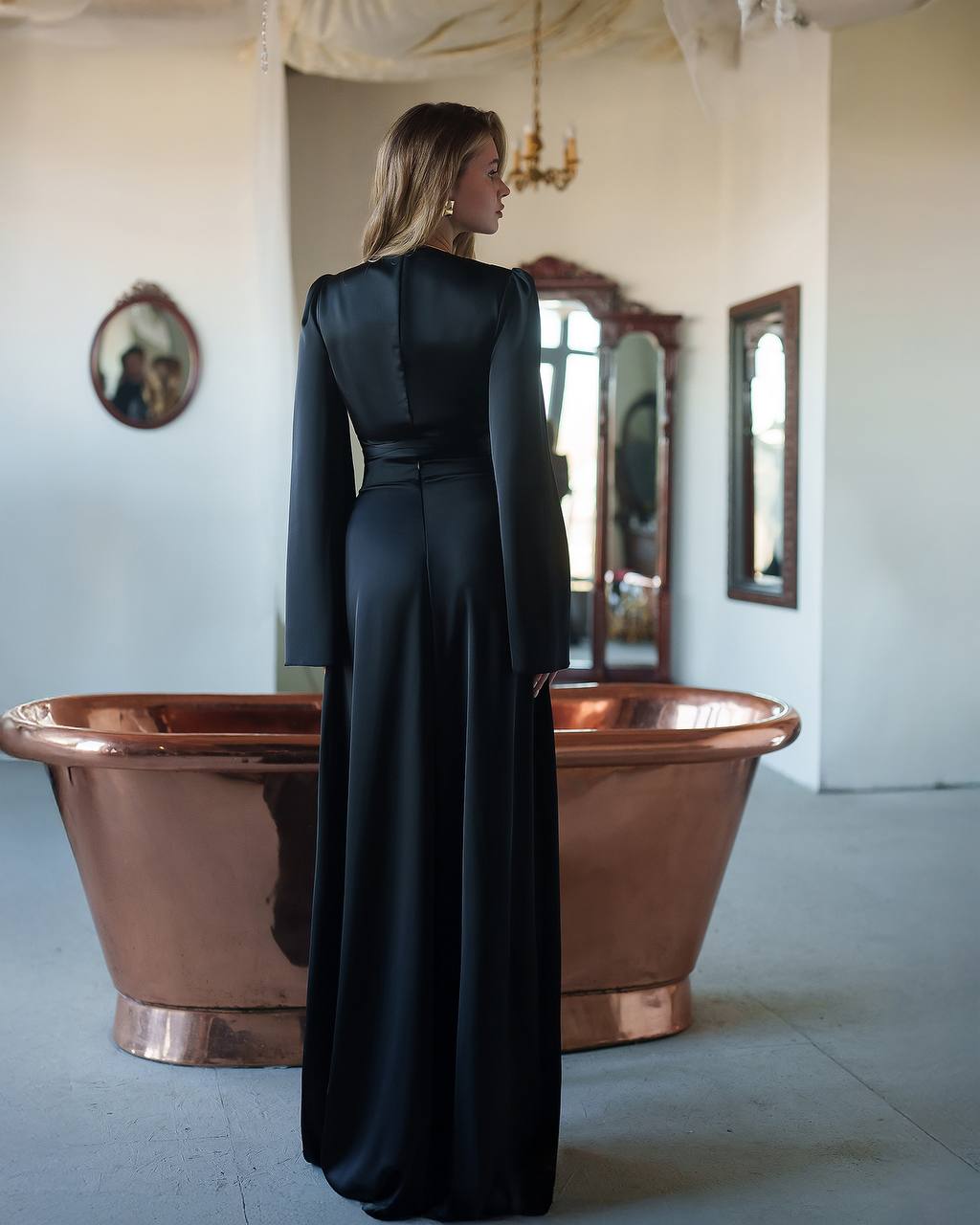 Elegant Women Suit Set with Wide Leg Satin Pants and Wrap Top
