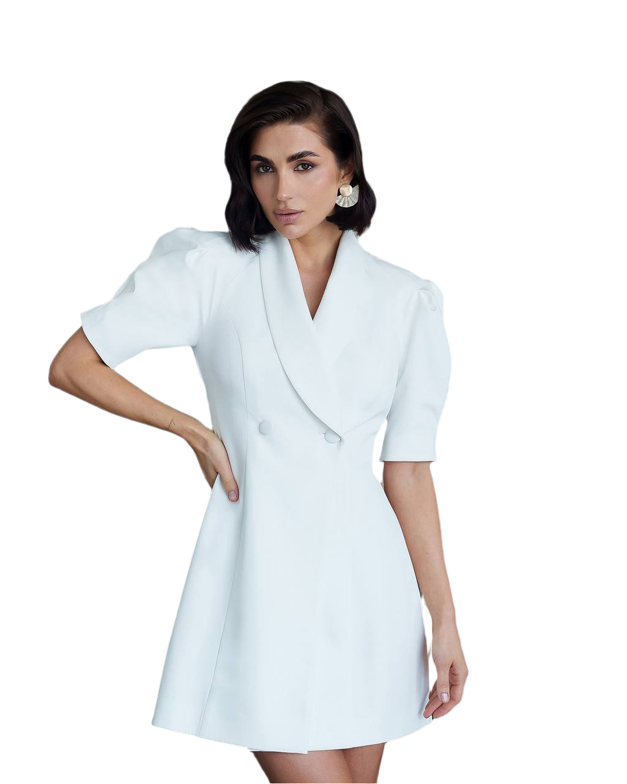Elegant Women's White Dress Made of Premium Costume Crepe