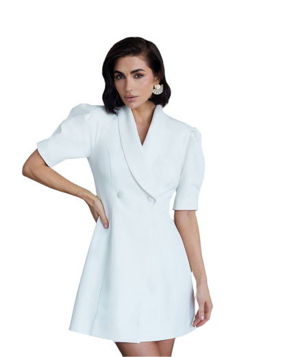 Elegant Women's White Dress Made of Premium Costume Crepe