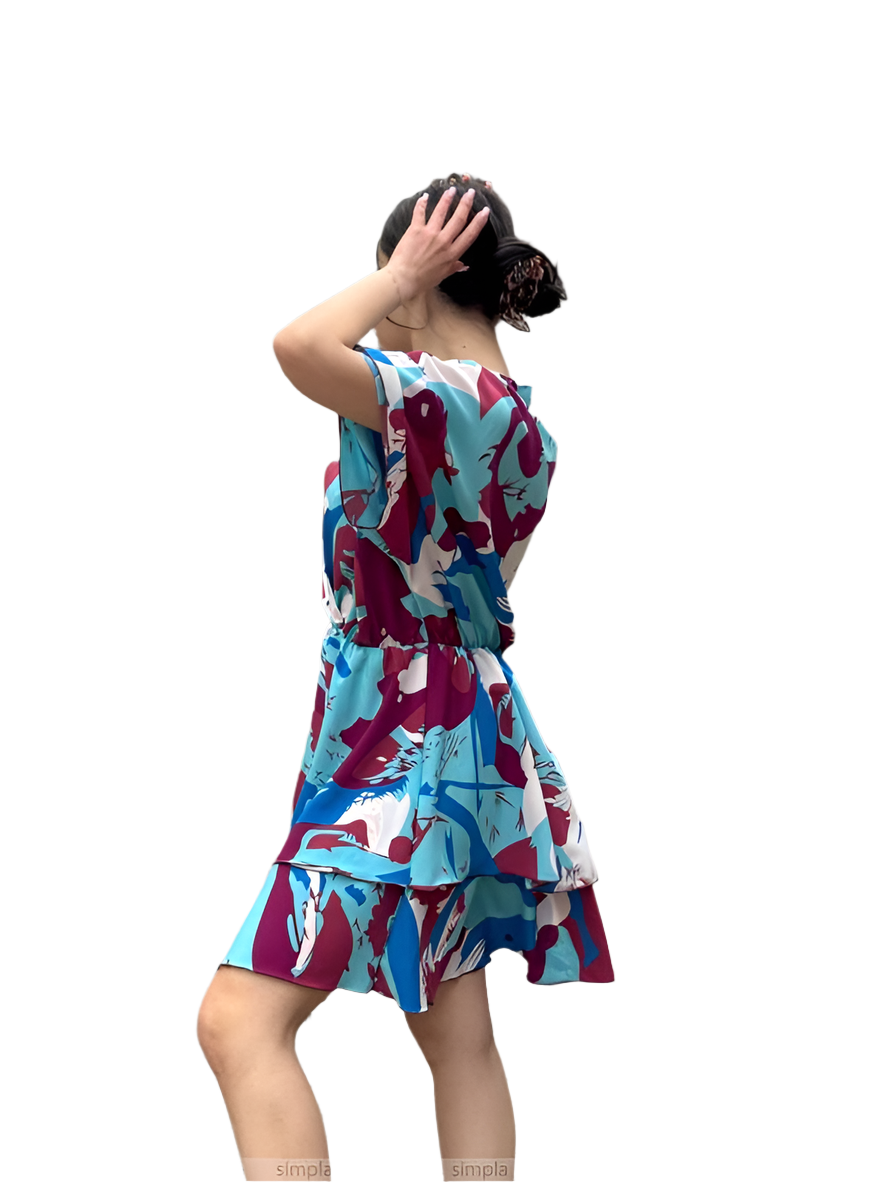 Bright Color Mini Dress Silk Soft Fabric