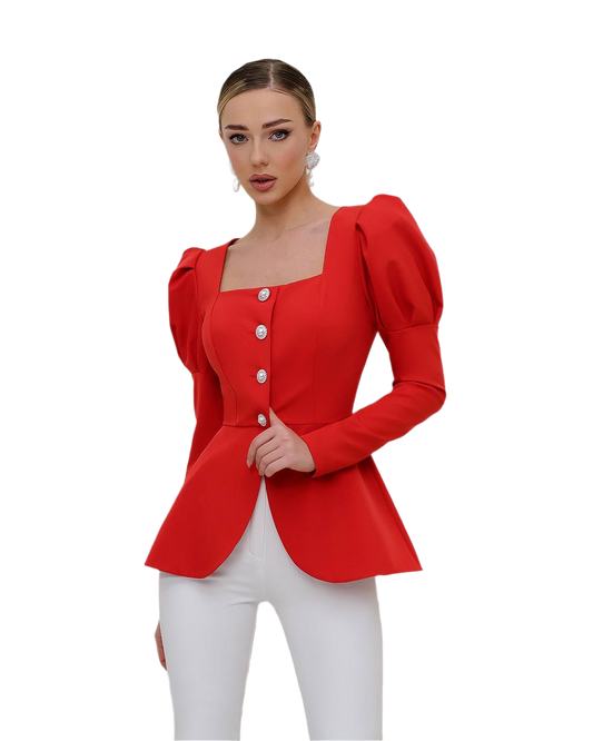 Women's Blouse-Jacket Without Lining in Premium Crepe Fabric