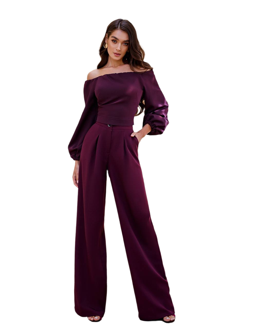 Wide Leg Trousers for Women in Suiting Diagonal Crepe