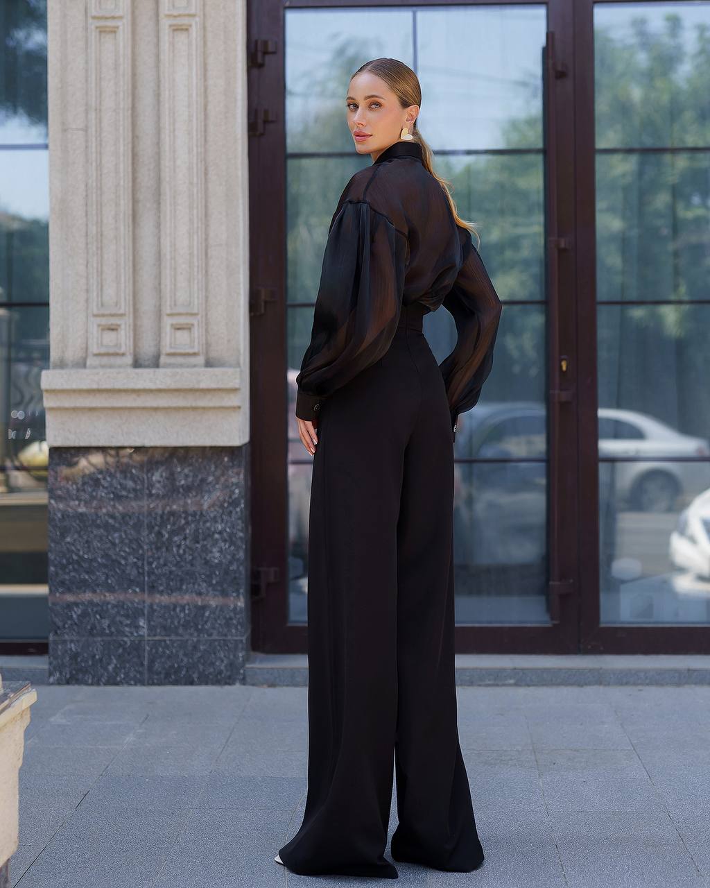 Premium Crepe Diagonal Suiting Pants with Corset Waistband for Women