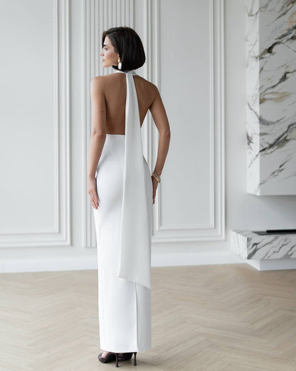 Premium Crepe Diagonal Evening Dress for Women