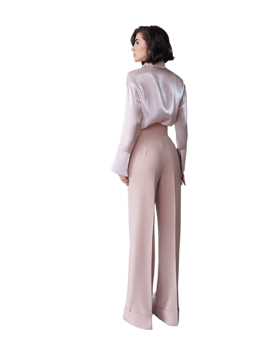 Premium Organza Blouse for Women in Black Milky Powder Pink