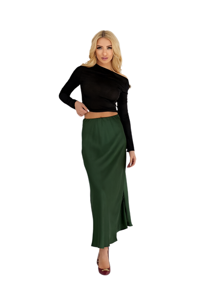 Elegant Green Silk Skirt for Women