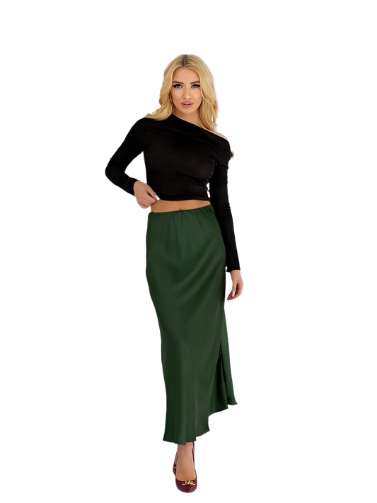 Elegant Green Silk Skirt for Women