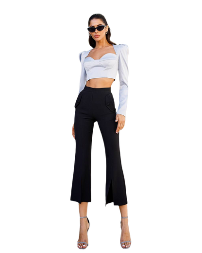 Premium Diagonal Suiting Crepe Culotte Trousers for Women