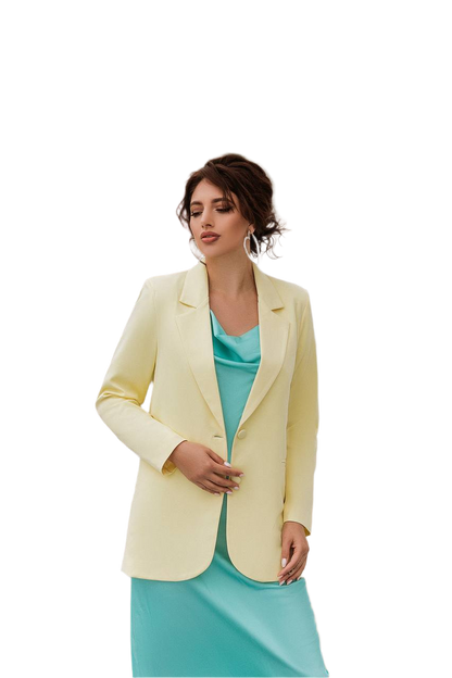 Yellow Women's Elegant Diagonal Suiting Crepe Jacket Fully Lined