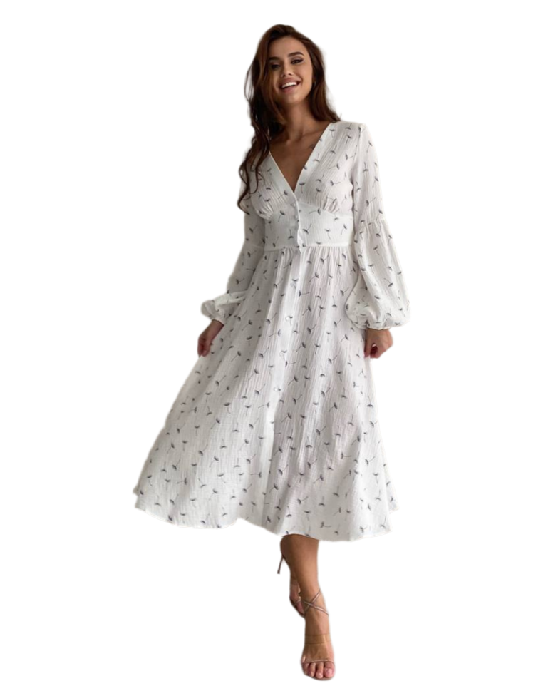 Violeta Luxury Muslin Midi Dress for Women