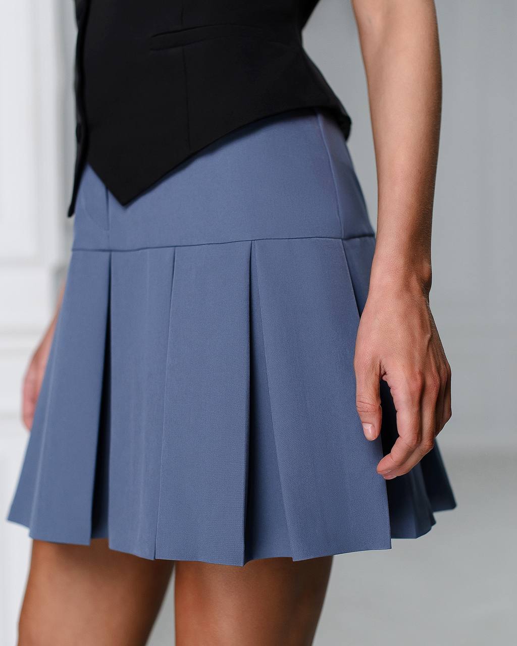 Women Mini Skirt Premium Suiting Crepe Diagonal