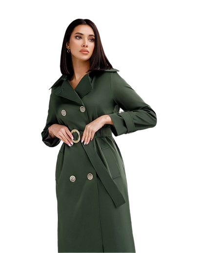 Elegant Trench Coat for Women - Stylish Cotton Long Coat with Belt