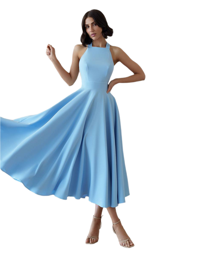 Elegant Midi Dress for Women in Premium Suit Crepe Diagonal Fabric