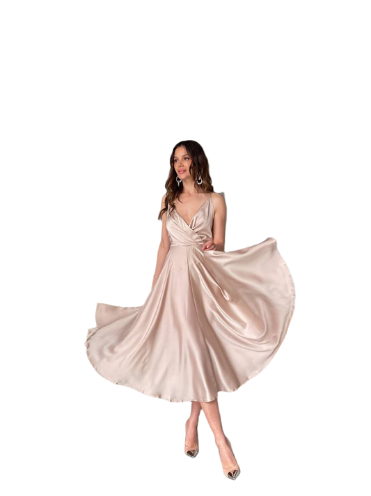 Esmeralda Women's Satin Sun Dress with Adjustable Straps