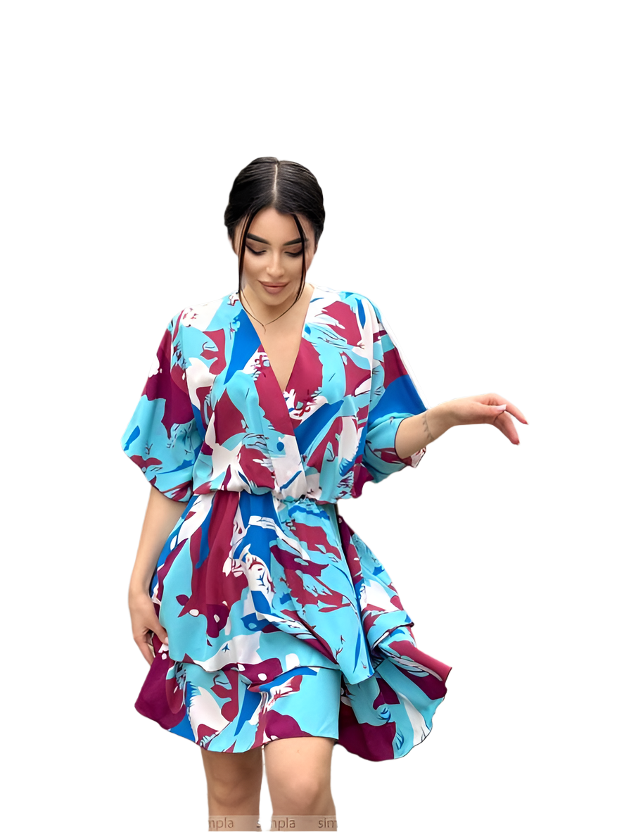 Bright Color Mini Dress Silk Soft Fabric