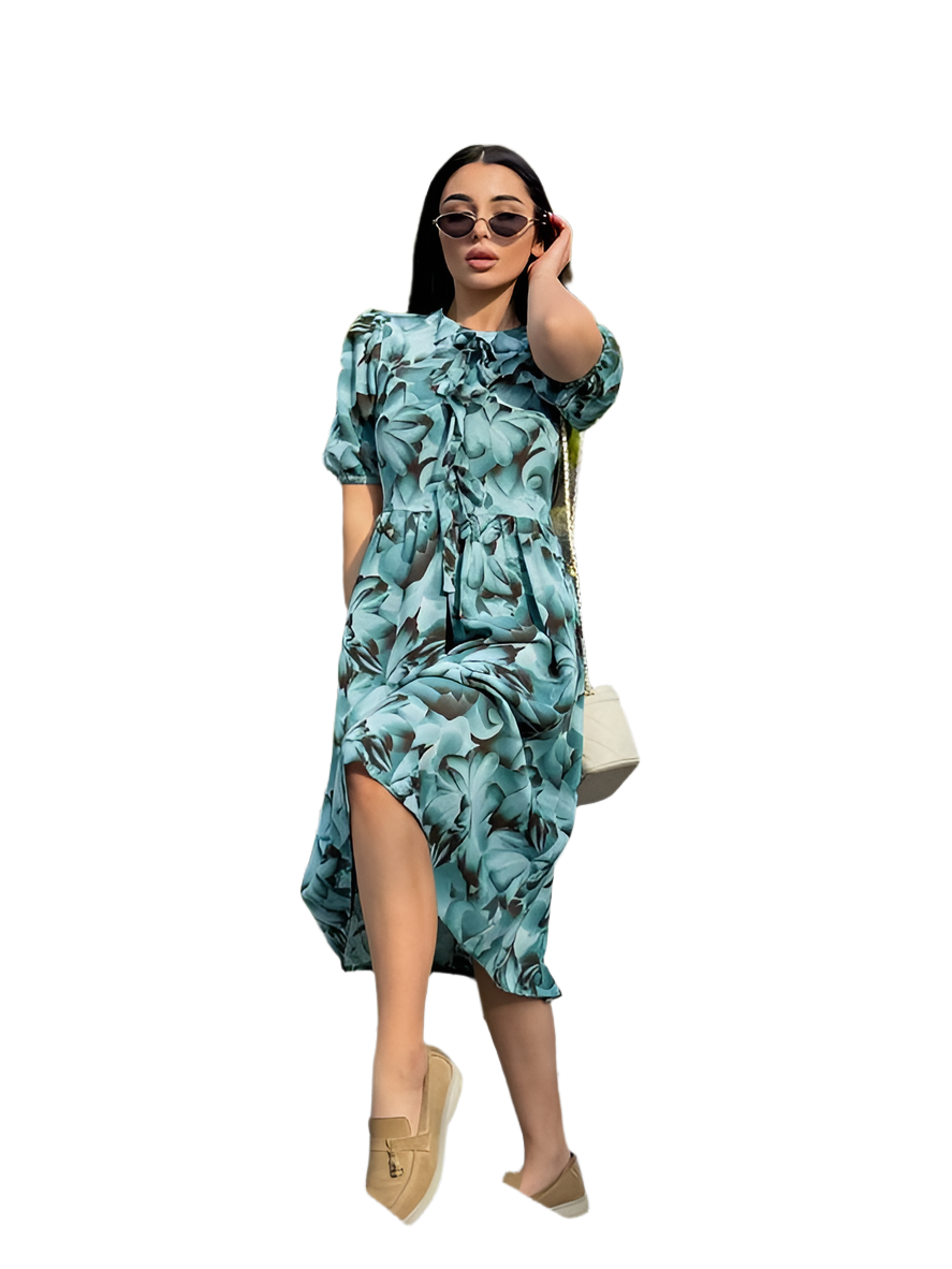 Lightweight Summer Dress in Bright Colors with Floral Print