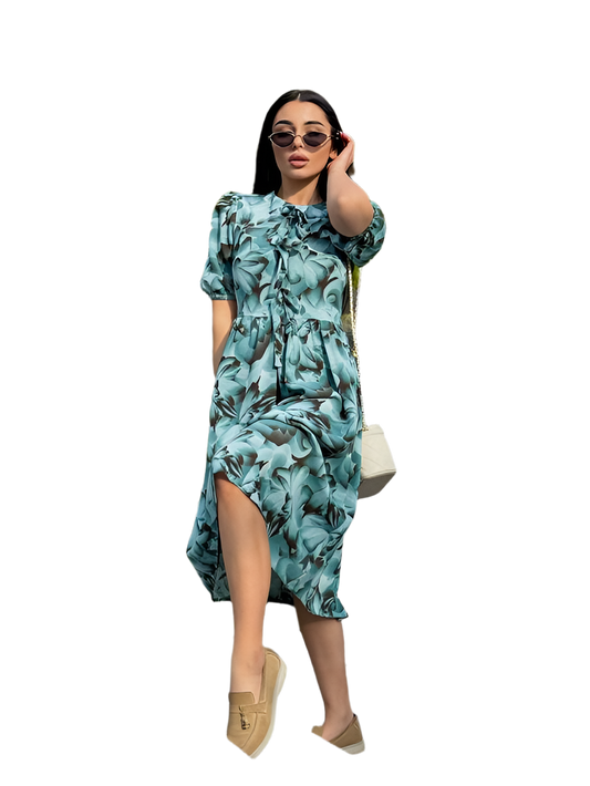 Lightweight Summer Dress in Bright Colors with Floral Print