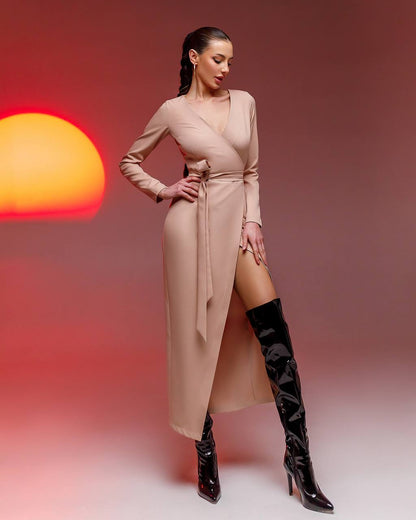 Elegant Wrap Midi Dress for Women in Multiple Colors