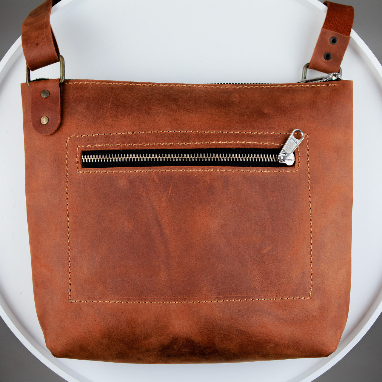 Handmade Mens Leather Messenger Bag Brown Crazy Horse Leather