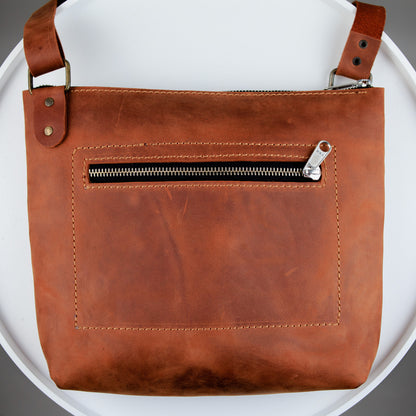 Handmade Mens Leather Messenger Bag Brown Crazy Horse Leather