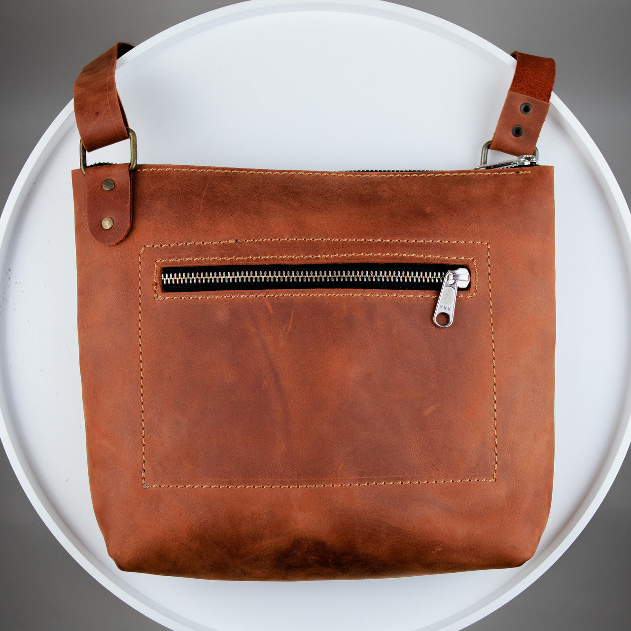 Handmade Mens Leather Messenger Bag Brown Crazy Horse Leather