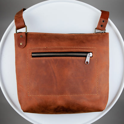 Handmade Mens Leather Messenger Bag Brown Crazy Horse Leather