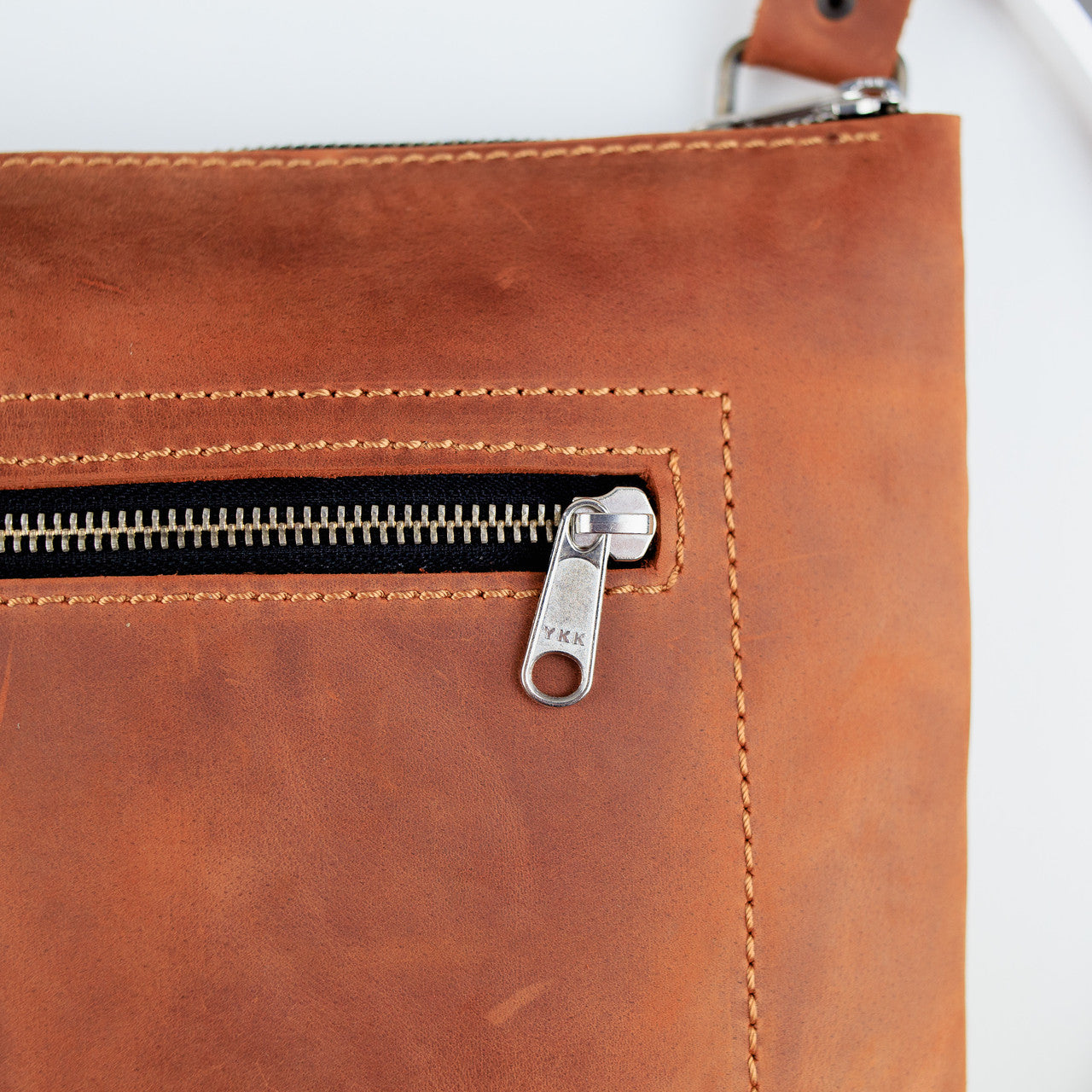 Handmade Mens Leather Messenger Bag Brown Crazy Horse Leather