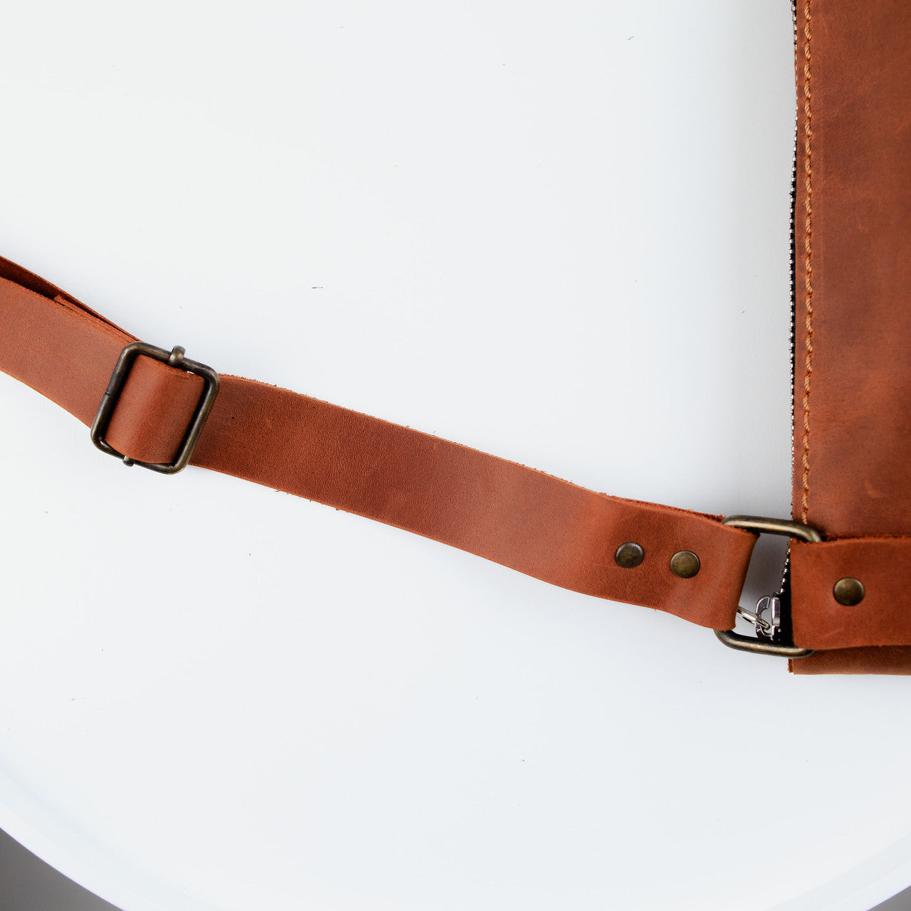 Handmade Mens Brown Crazy Horse Leather Crossbody Messenger Bag