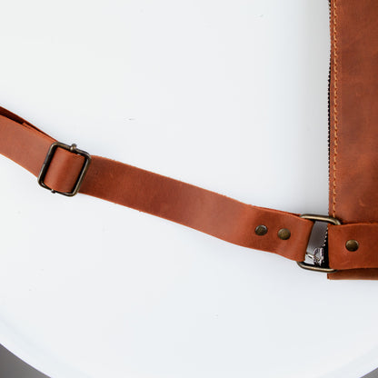 Handmade Mens Brown Crazy Horse Leather Crossbody Messenger Bag