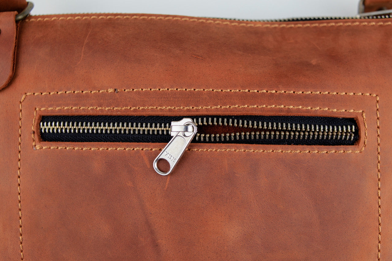 Handmade Mens Brown Crazy Horse Leather Crossbody Messenger Bag