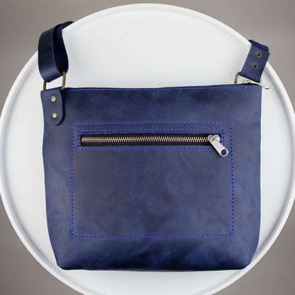 Handmade Genuine Leather Mens Messenger Bag Blue