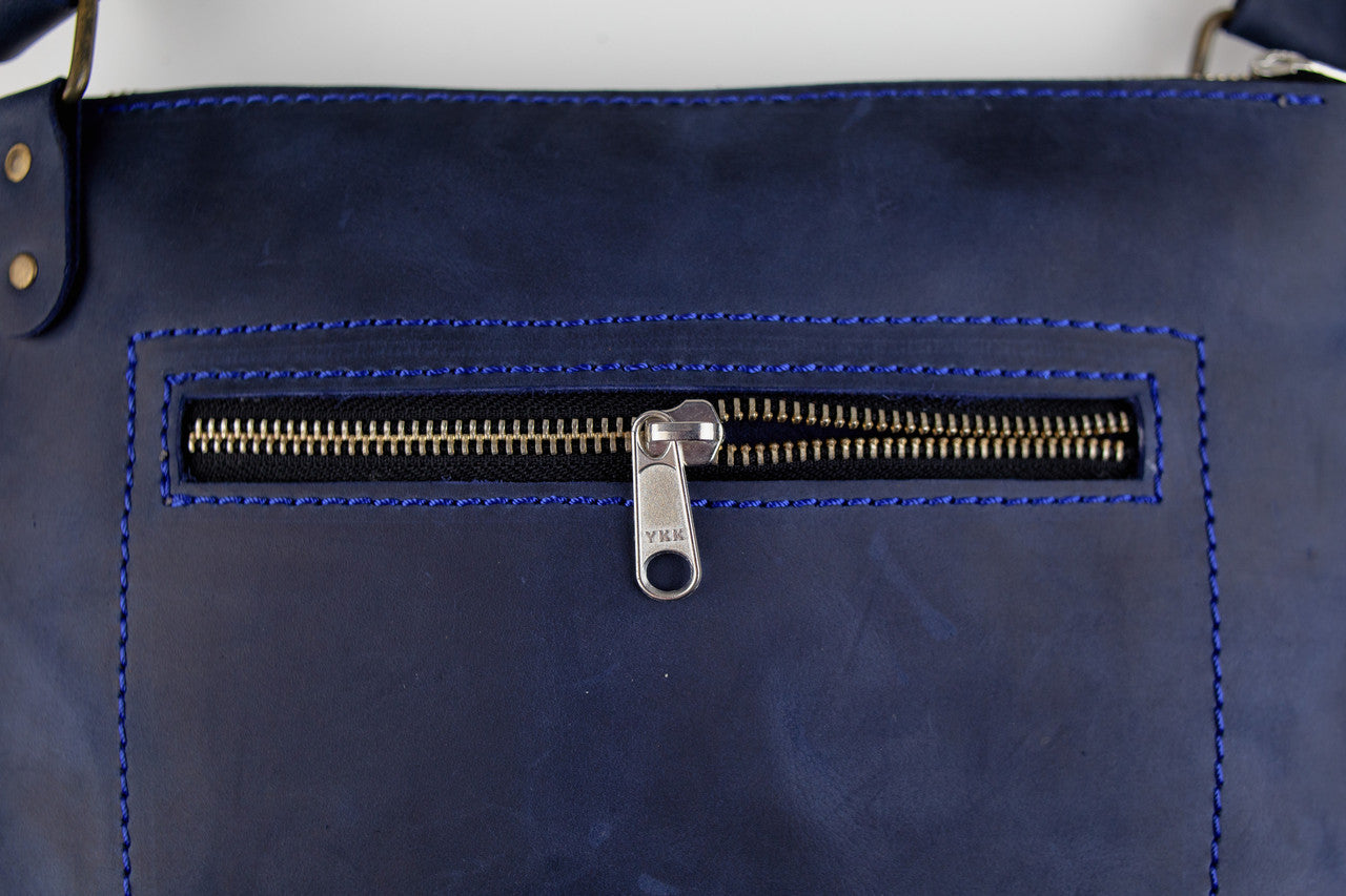 Handmade Genuine Leather Mens Messenger Bag Blue