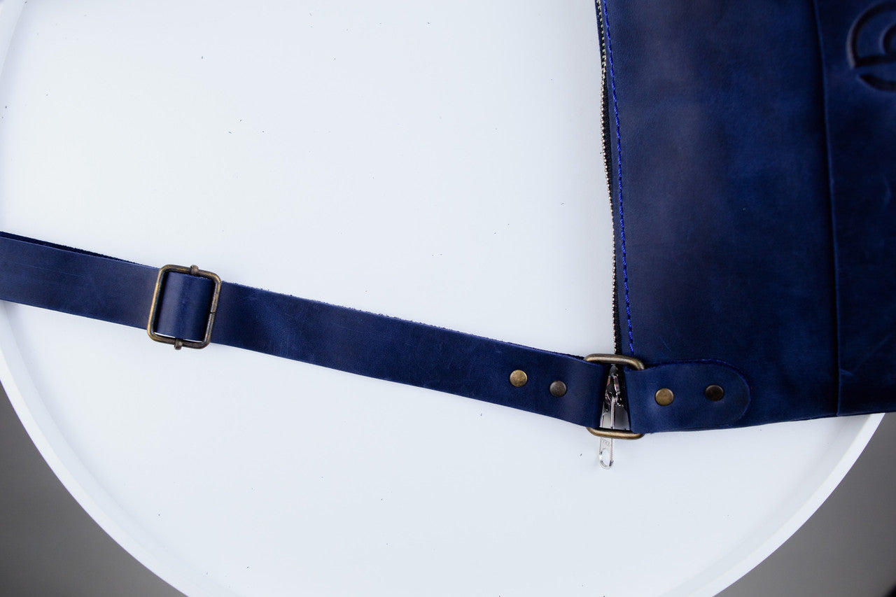 Handmade Genuine Leather Mens Messenger Bag Blue