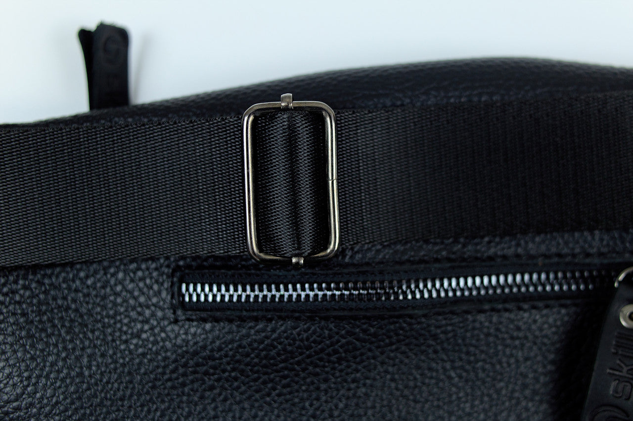 Handmade Mens Leather Banana Waist Bag Black Genuine Leather Fanny Pack
