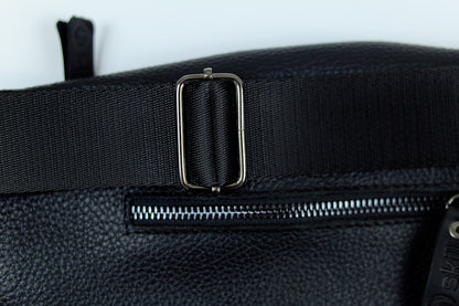 Handmade Mens Leather Banana Waist Bag Black Genuine Leather Fanny Pack