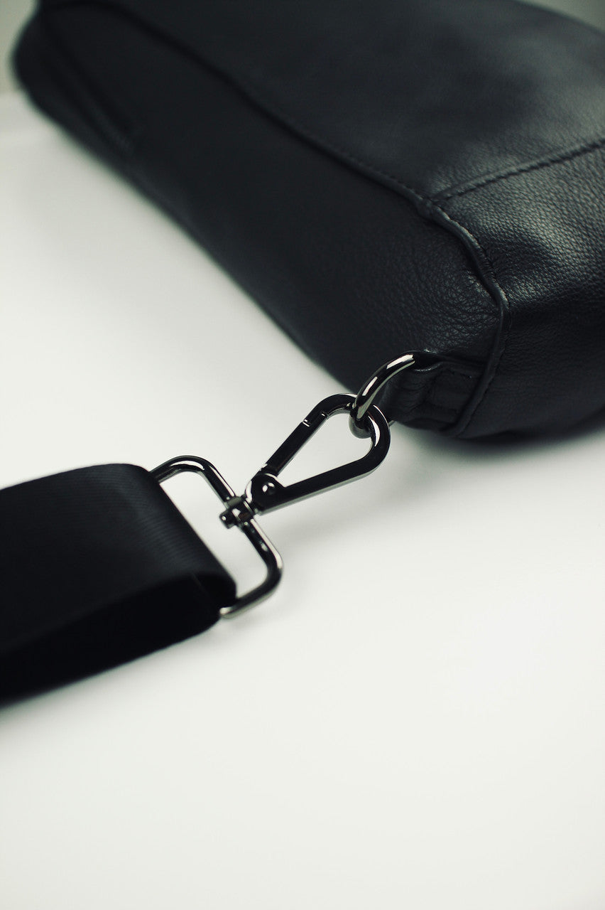 Handmade Genuine Leather Mens Chest Bag Black Sling