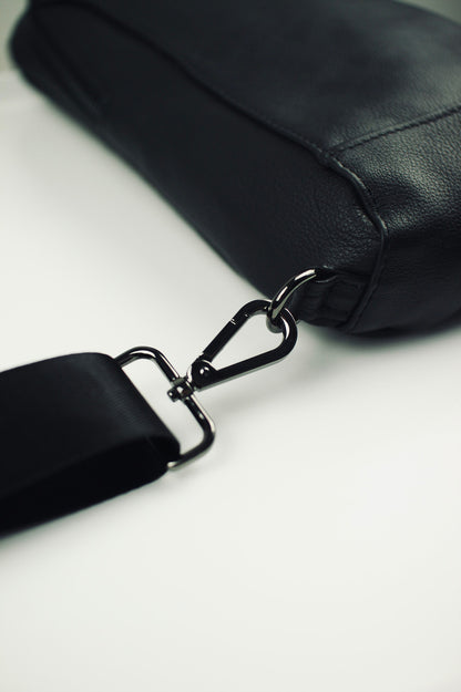 Handmade Genuine Leather Mens Chest Bag Black Sling